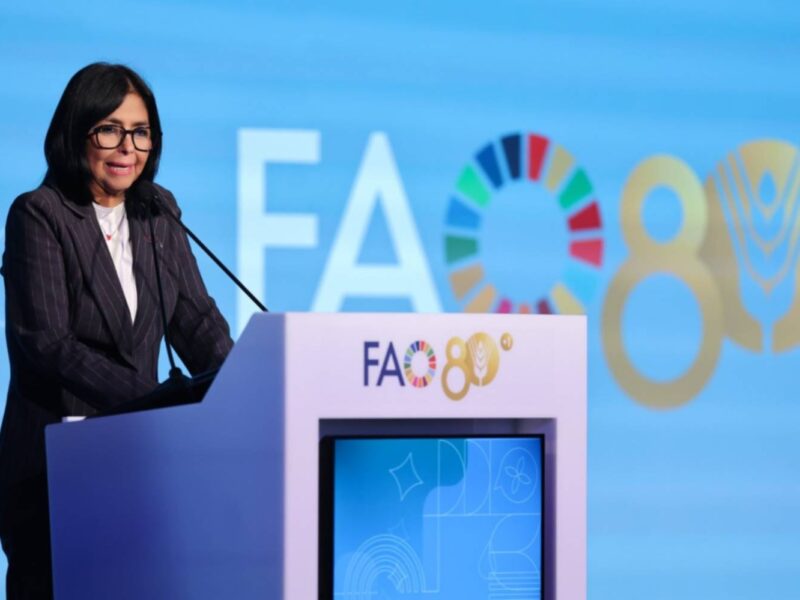 Presidenta encargada pide ante la FAO mantener la alimentación al margen de la política